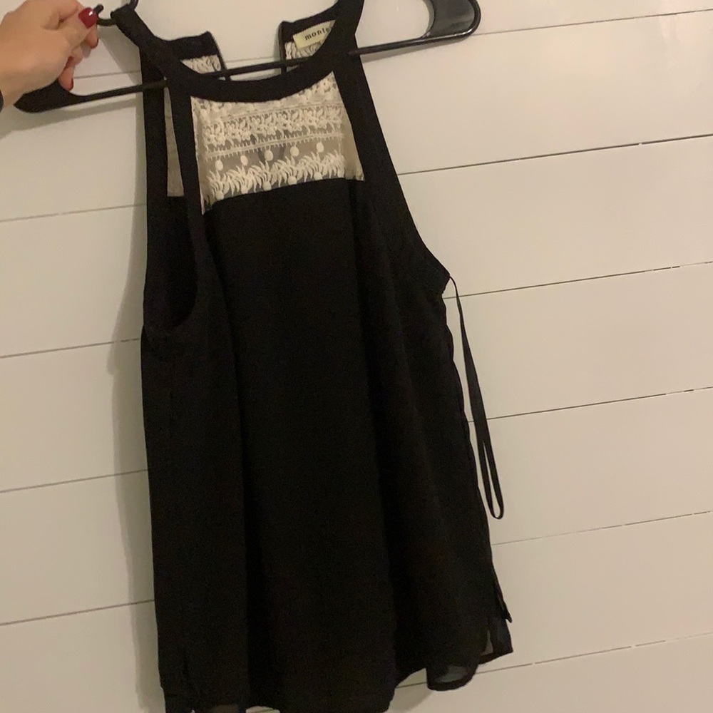 Small black and white lace tank